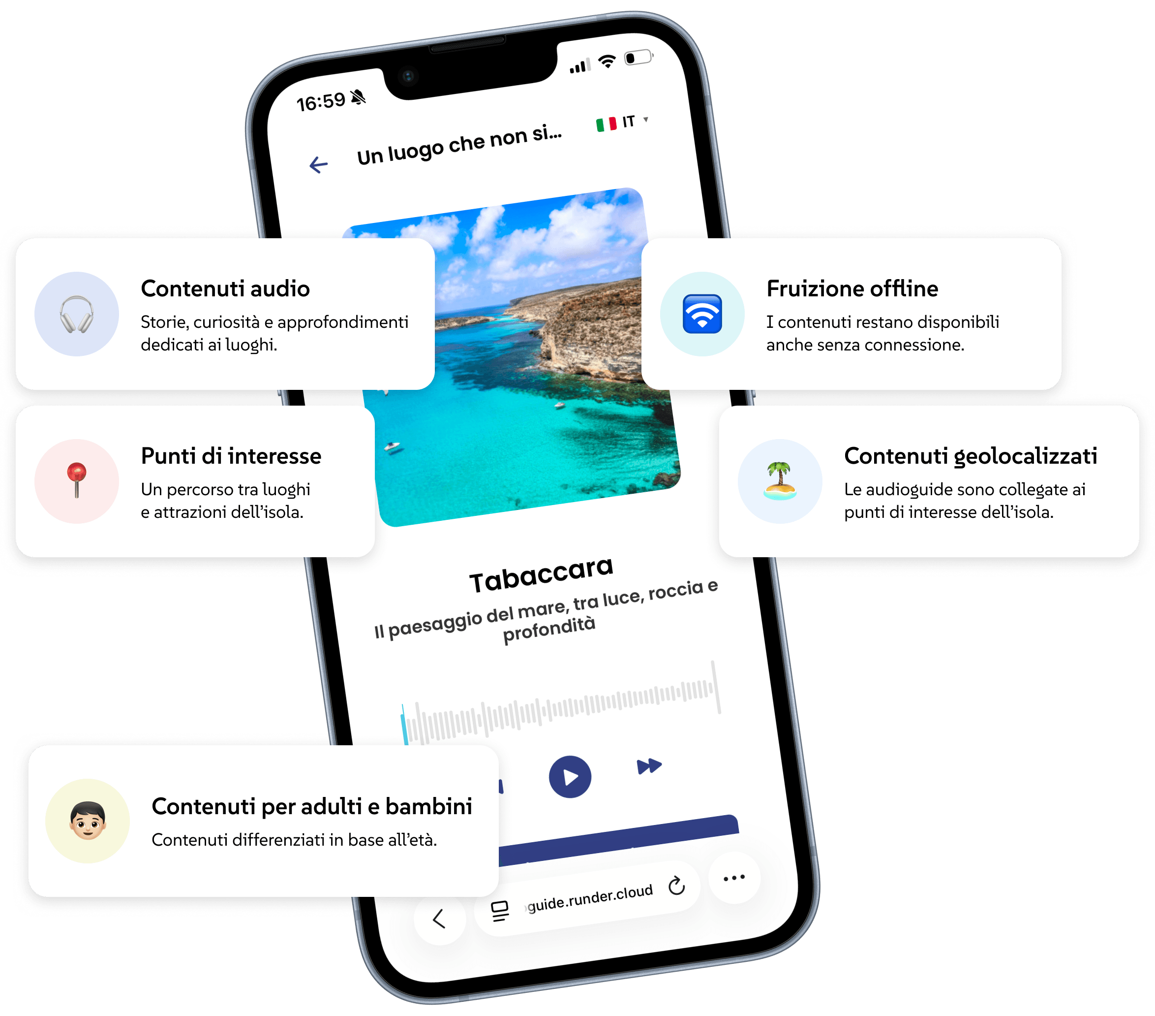 RunPlay a Lampedusa: player sulla tappa Tabaccara, con contenuti audio, punti di interesse, fruizione offline, geolocalizzazione e versioni per adulti e bambini
